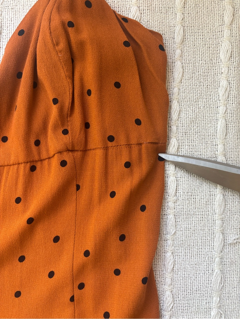 Free People Rust Orange Polka-Dot Spaghetti-Strap Wide-Leg Jumpsuit - Picture 15 of 16